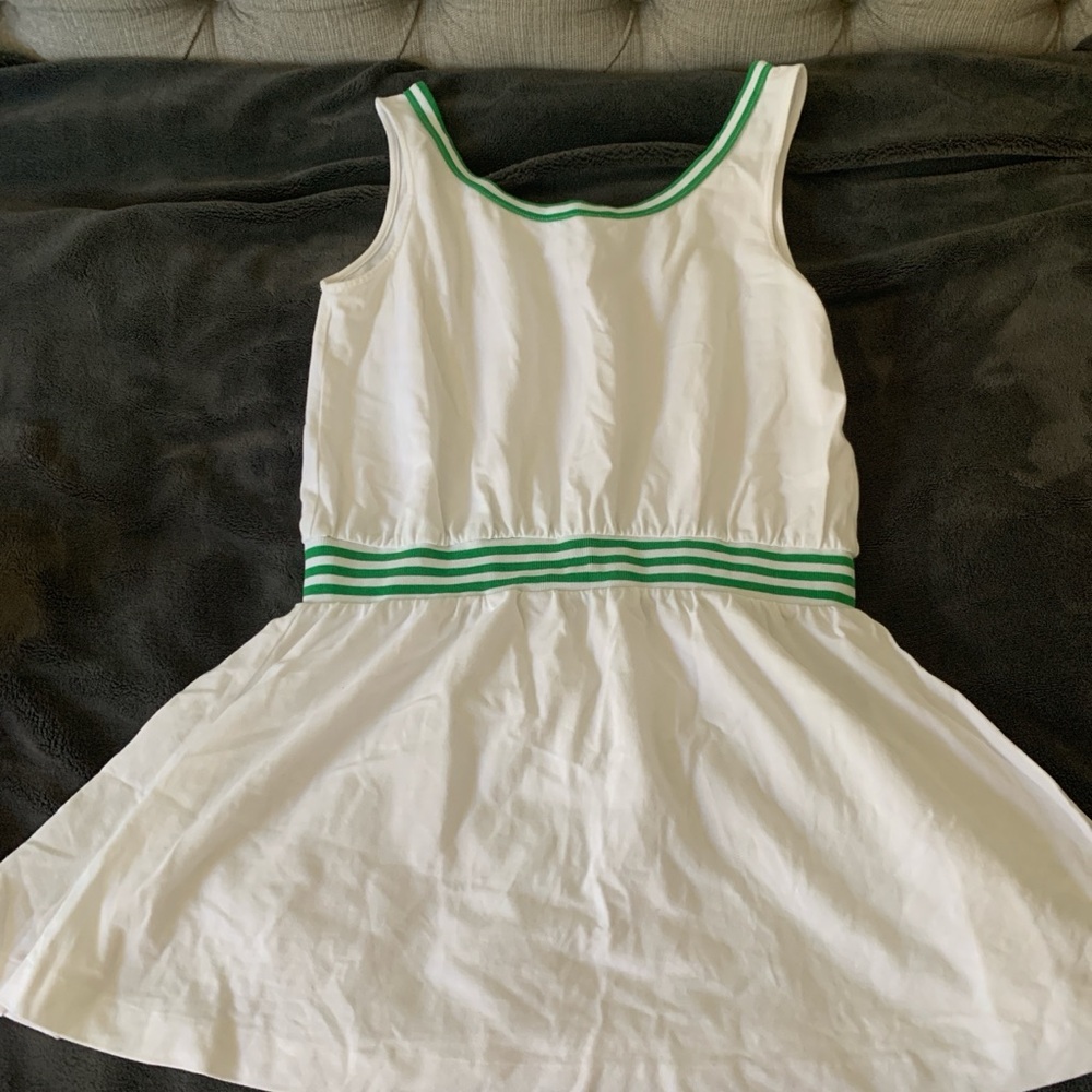 White Tennis Dress with Green Trim